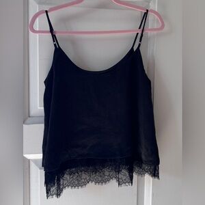 Tahari Black Cami with Lace Hem